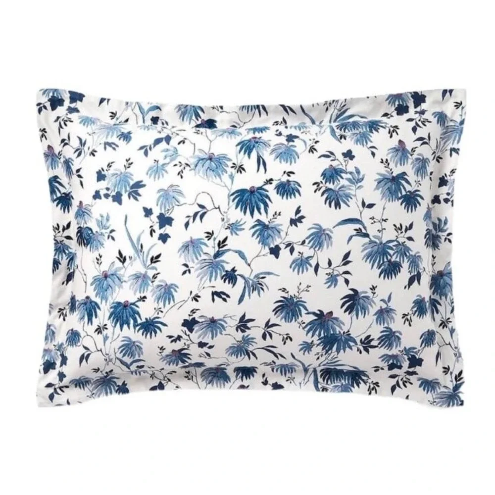 Ralph Lauren Adelaide Floral‎ Blue Standard Sham Pillow Cover 20x28 New QTY 2